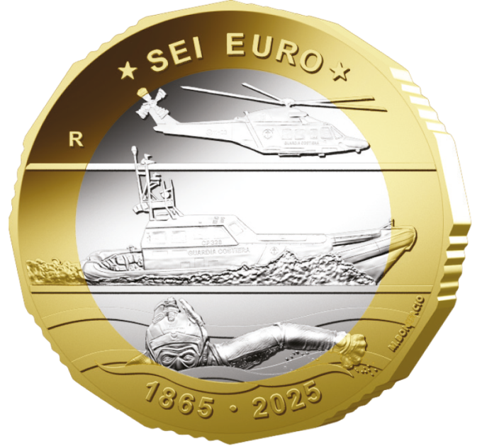 ITALIË 6 EURO BE 2025 - 160-jarig jubileum van de Havenautoriteit - Kustwacht