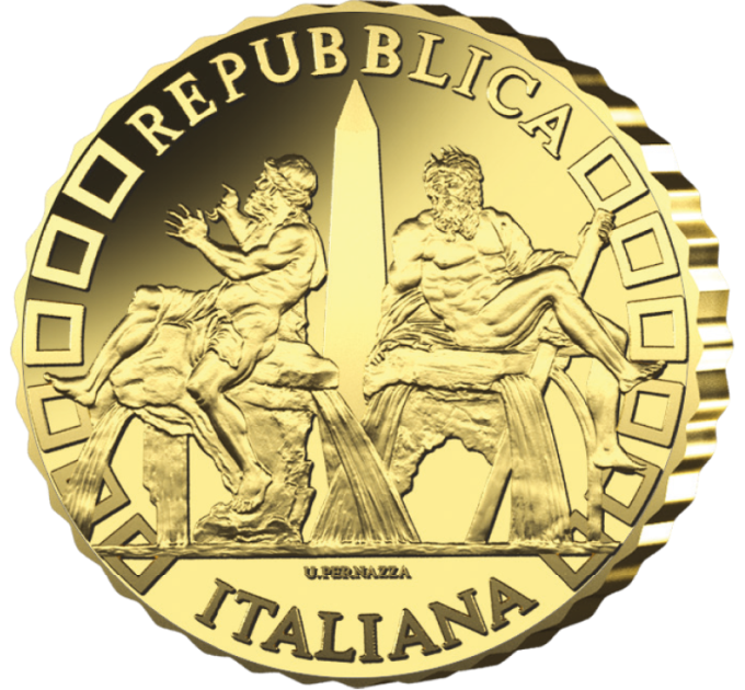 Italië 10 euro goud Proof 2025 - Fonteinen van Italië - Fontana dei Quattro Fiumi - Roma