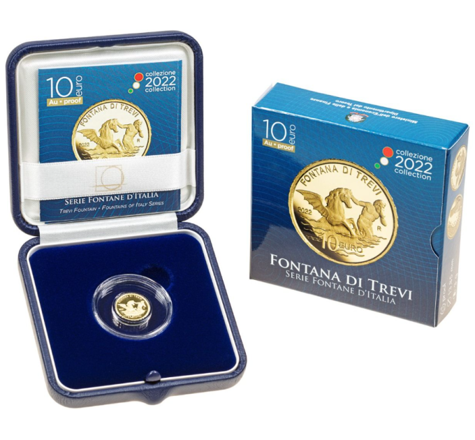 Italië 10 euro goud Proof 2022 - Fonteinen van Italië - Trevifontein