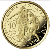 Italië 10 euro goud Proof 2023 - Fonteinen van Italië - Koninklijk Paleis van Caserta - Fontein van Diana en Actaeon