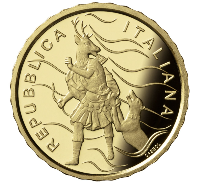 Italië 10 euro goud Proof 2023 - Fonteinen van Italië - Koninklijk Paleis van Caserta - Fontein van Diana en Actaeon