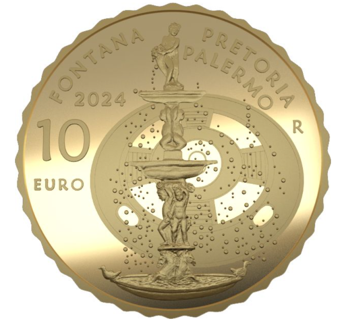 Italië 10 euro goud Proof 2024 - Fonteinen van Italië - Fontana Pretoria - Palermo