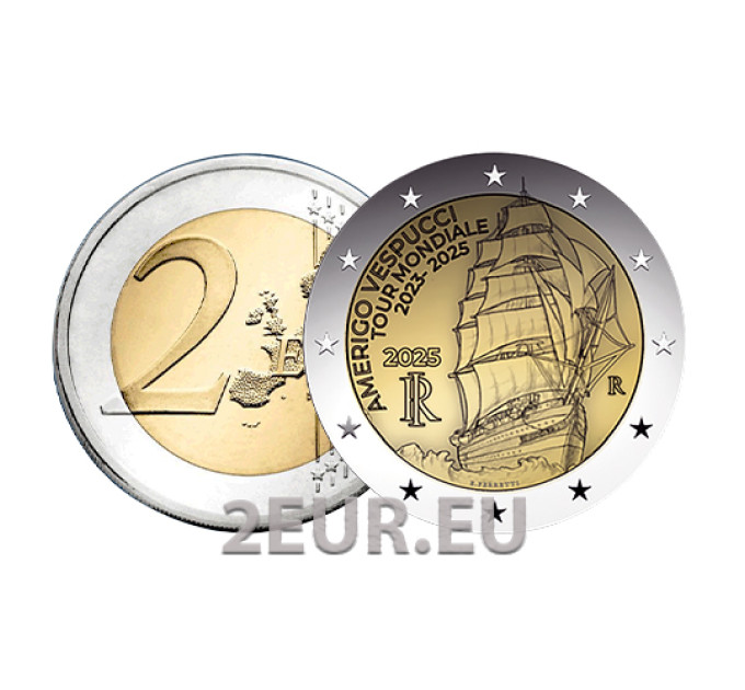 Italië 2 euro UNC 2025 - Reis van het Amerigo Vespucci-schip
