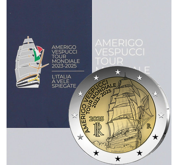 Italië 2 euro BU 2025 - Reis van het Amerigo Vespucci-schip