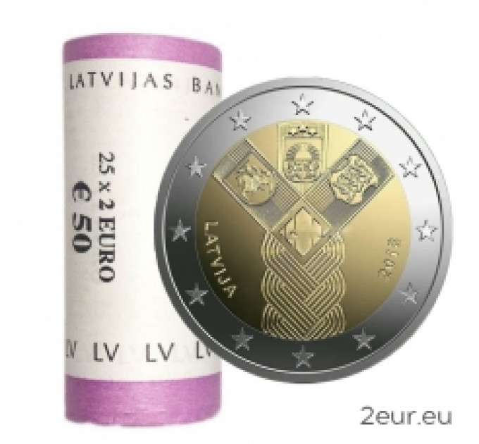 Letland 2 euro UNC rollen 2018 - 100e verjaardag van de onafhankelijkheid van de Baltische staten