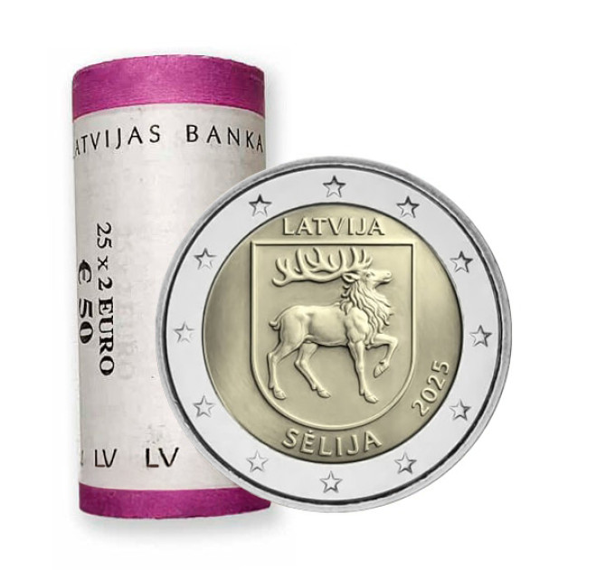 Letland 2 euro UNC rollen 2025 - Sēlija