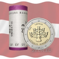 Letland 2 euro UNC rollen 2020 - Letgaals keramiek Letland 2 euro UNC rollen 2020 - Letgaals keramiek