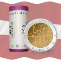 Letland 2 euro UNC rollen 2021 - Letland de iure 100 Letland 2 euro UNC rollen 2021 - Letland de iure 100