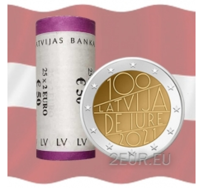 Letland 2 euro UNC rollen 2021 - Letland de iure 100