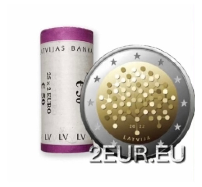 Letland 2 euro UNC rollen 2022 - Financiële geletterdheid - 100 jaar Bank van Letland
