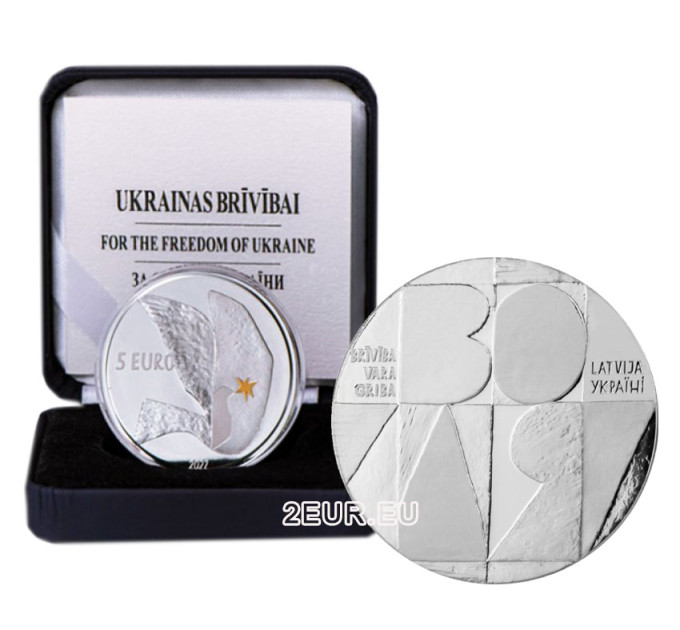 Letland 5 euro zilver proof 2022 - Vrijheid van Oekraïne