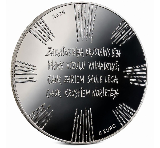 Letland 5 euro zilver proof 2026 - Bruidskroon
