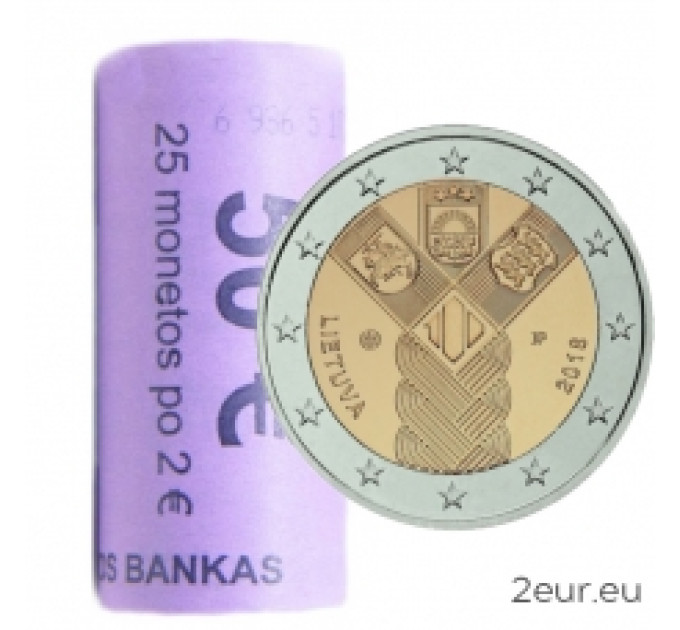 Litouwen 2 euro UNC rollen 2018 - 100e verjaardag van de onafhankelijkheid van de Baltische staten
