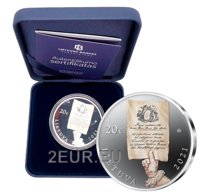 Litouwen 20 euro zilver proof 2021 - 230e verjaardag van de grondwet van 3 mei en wederzijdse belofte van het Gemenebest van de Twee Naties