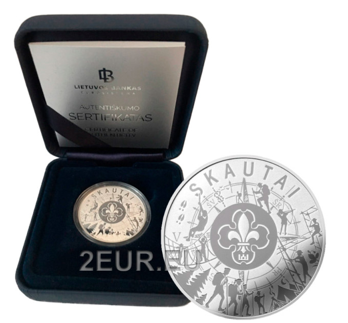 Litouwen 5 euro zilver proof 2019 - Verkenners