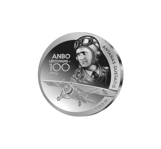 Litouwen 10 euro zilver proof 2025 - ANBO-vliegtuigen - 100 jaar