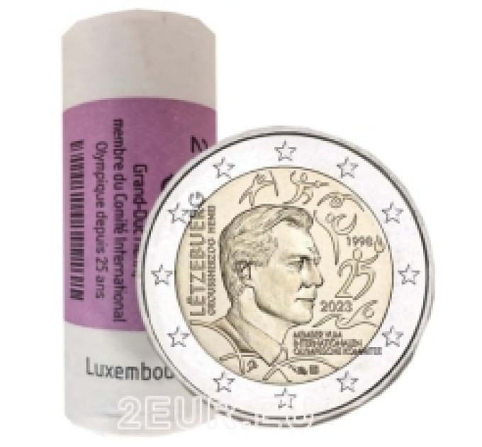 Luxemburg 2 euro UNC rollen 2023 - 25. Jahrestag der Aufnahme von Großherzog Henri als Mitglied des Internationalen Olympischen Komitees