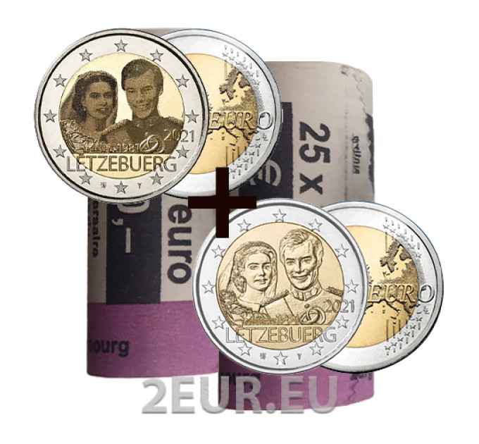 Luxemburg 2 euro UNC rollen 2021 - 40e huwelijksverjaardag van groothertog Henri en groothertogin Maria Teresa