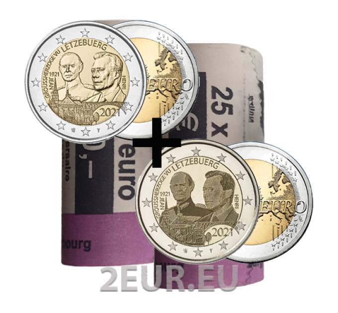 Luxemburg 2 euro UNC rollen 2021 - 100ste verjaardag van de geboorte van groothertog Jean