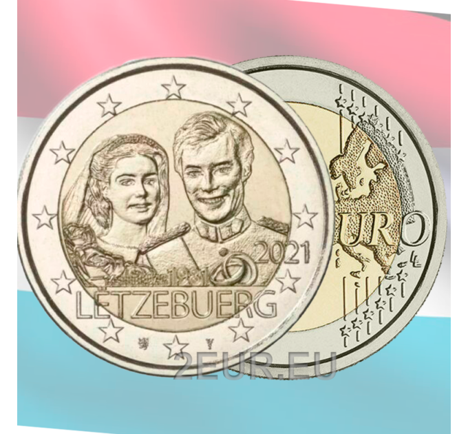 Luxemburg 2 euro UNC 2021 - 40e huwelijksverjaardag van groothertogin Maria Teresa met groothertog Henry relief