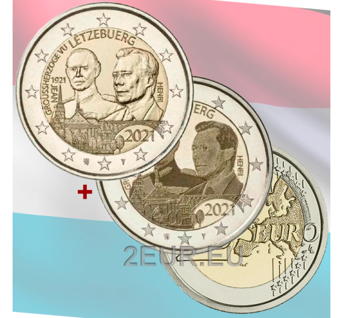 Luxemburg 2 euro UNC 2021 - 100ste verjaardag van de geboorte van groothertog Jean relief+photo