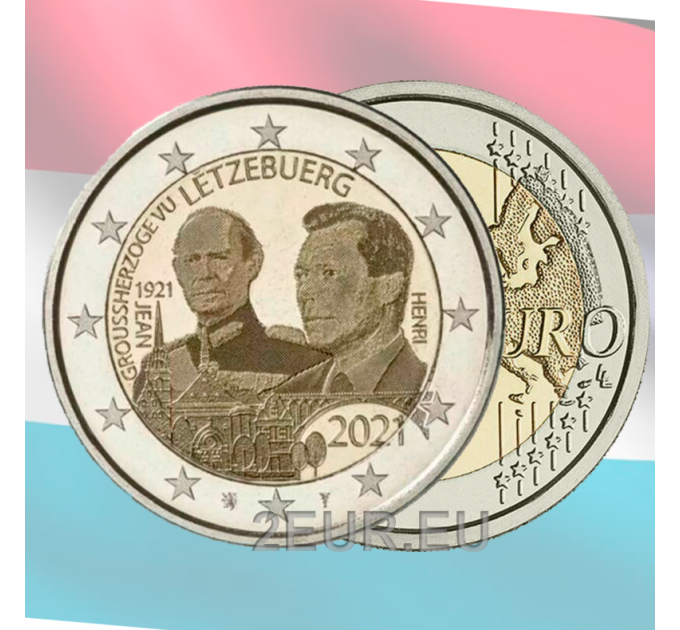 Luxemburg 2 euro UNC 2021 - 100ste verjaardag van de geboorte van groothertog Jean photo