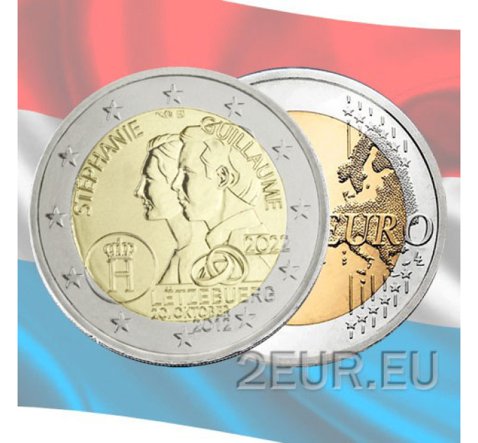 Luxemburg 2 euro UNC 2022 - 10 jaar sinds het huwelijk van erfgroothertog Guillaume en erfgroothertogin Stéphanie