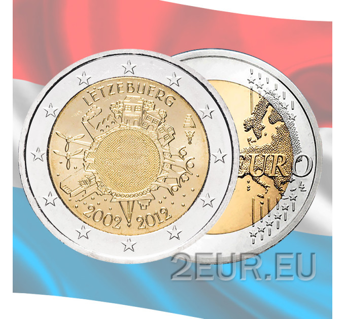 Luxemburg 2 euro UNC 2012 - 10 jaar eurocontant geld
