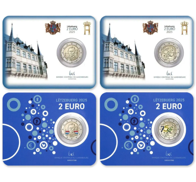 Luxembourg 2 euro BU 2025 - 75e verjaardag van de Schumanverklaring + 25e verjaardag van de troonsbestijging van groothertog Henri