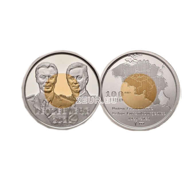 Luxemburg 100 euro goud BU 2021 - 100 jaar Belgisch-Luxemburgse Economische Unie