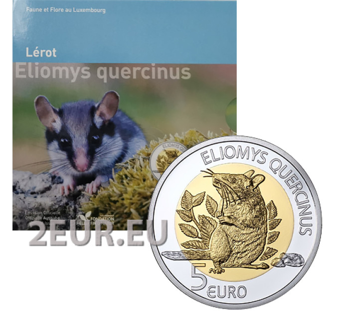 Luxemburg 5 euro zilver BU 2023 - Fauna en Flora - Tuinslaapmuis