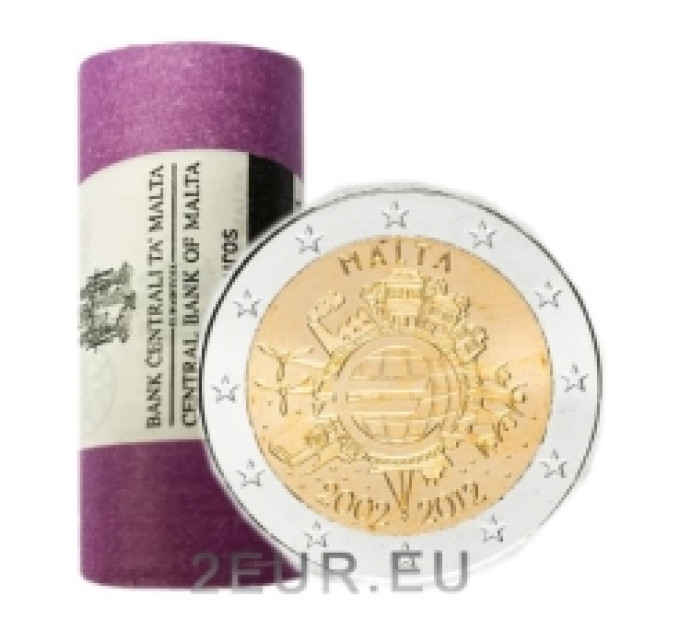 Malta 2 euro UNC rollen 2012 - 10 jaar euro