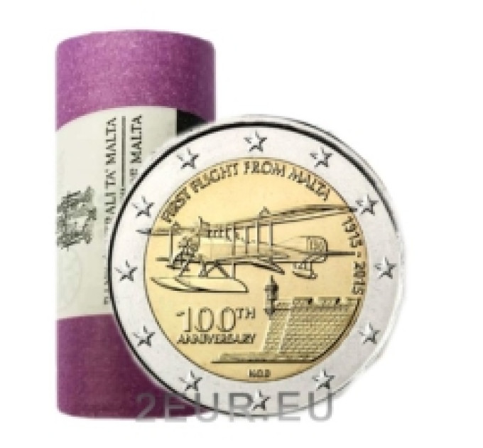 Malta 2 euro UNC rollen 2015 - Eerste vlucht van Malta