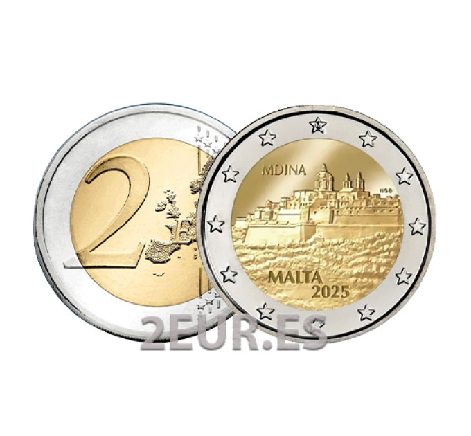 Malta 2 euro UNC 2025 - Historische stad Mdina