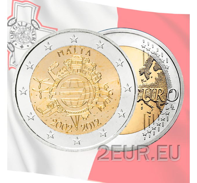 Malta 2 euro UNC 2012 - 10 jaar eurocontant geld
