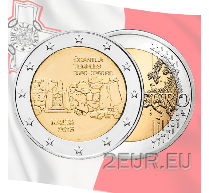 Malta 2 euro UNC rollen 2016 - Ggantija Tempels