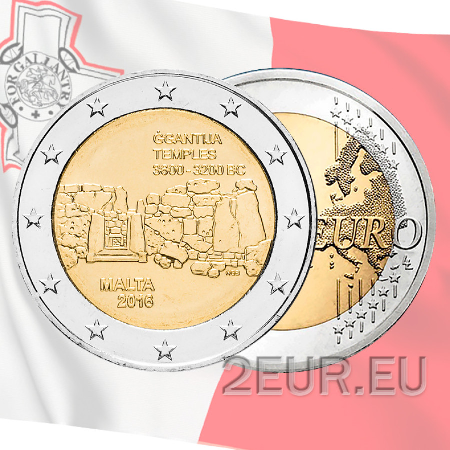 Malta 2 euro UNC rollen 2016 - Ggantija Tempels