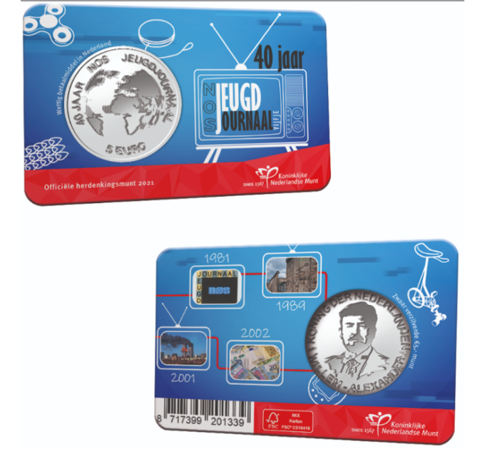 Nederland 5 euro UNC 2021 - 40-jarig jubileum NOS Jeugdjournaal