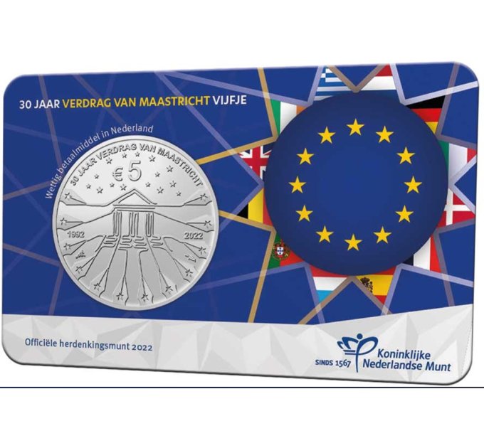 Nederland 5 euro UNC 2022 - Verdrag van Maastricht