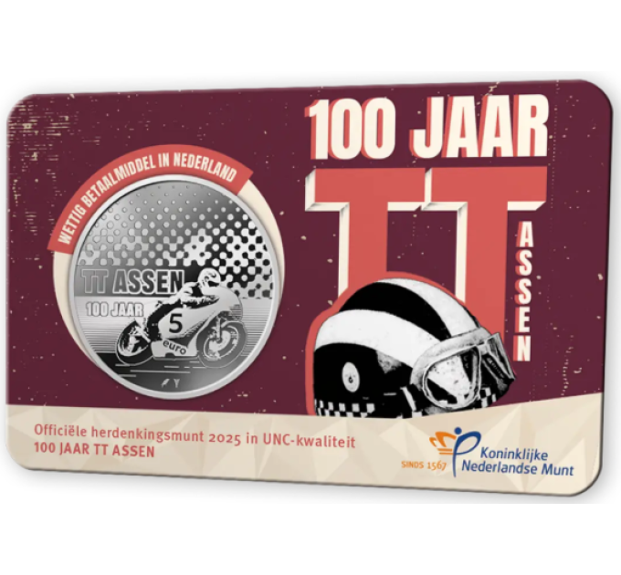 Nederland 5 euro UNC 2025 - 100 jaar TT Assen