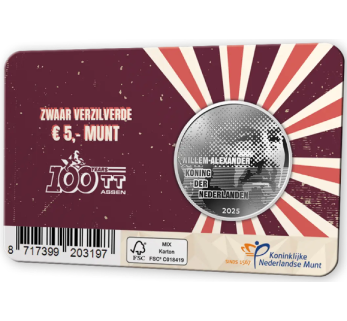 Nederland 5 euro UNC 2025 - 100 jaar TT Assen