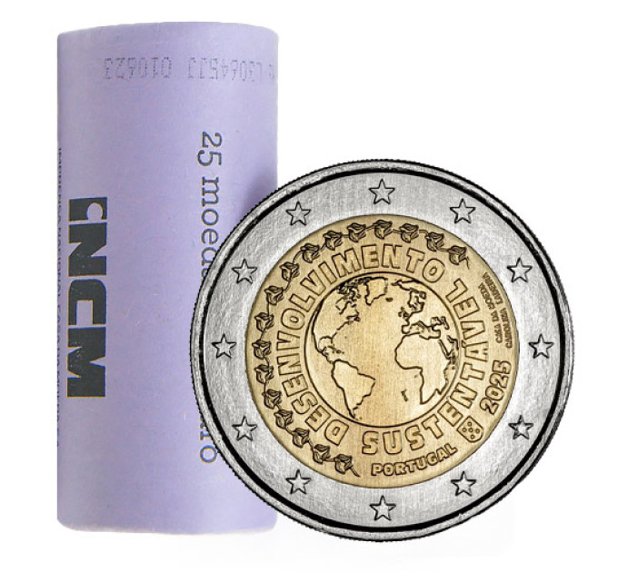 Portugal 2 euro UNC rollen 2025 - Duurzame ontwikkeling
