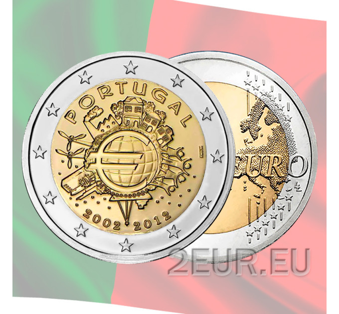 Portugal 2 euro UNC 2012 - 10 jaar Euro Cash