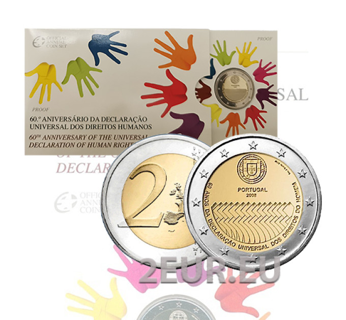 Portugal 2 euro proof 2008 - 60 jaar mensenrechten