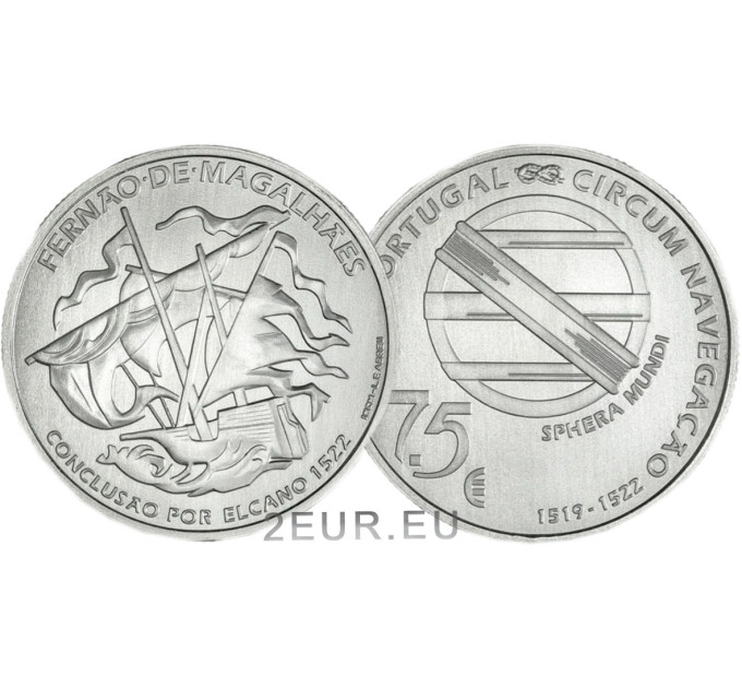 Portugal 7,5 euro UNC 2022 - 500e verjaardag van de eerste omvaart om de aarde door Magellan - Elcano 1522