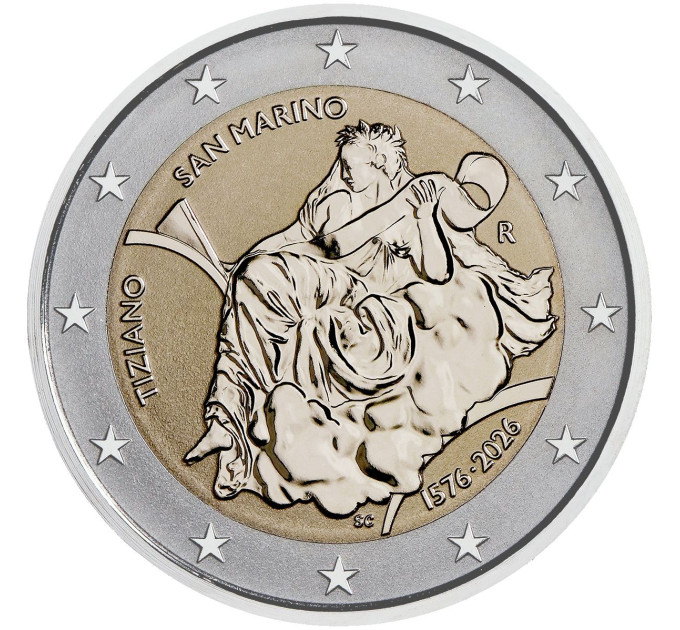 San Marino 2 euro Proof Reverse 2026 - 450e verjaardag van de dood van Tiziano