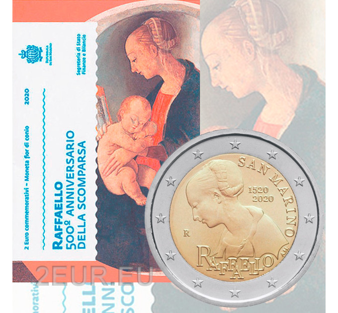 San Marino 2 euro BU 2020 - 500e sterfdag van Raffael