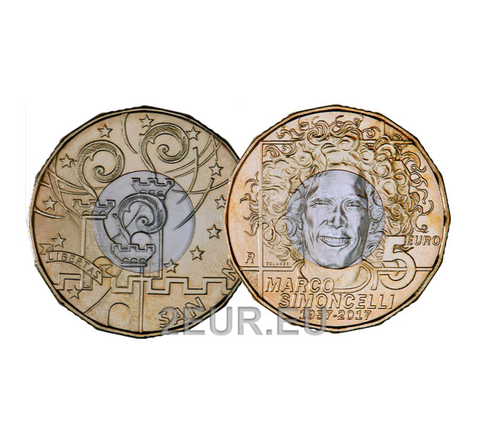 San Marino 5 euro UNC 2017 - "30e verjaardag van de geboorte van Marco Simoncelli"