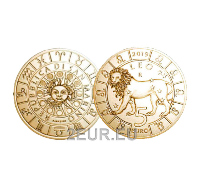 San Marino 5 euro UNC 2019 - "Sterrenbeelden - Leeuw"