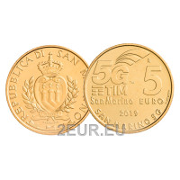 San Marino 5 euro UNC 2019 - "5G mobiel netwerk"